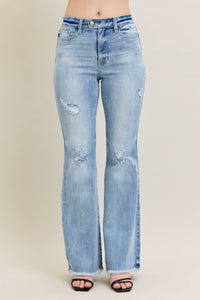 Judy Blue High Waisted Light Wash Flare Jeans with Shield Pockets