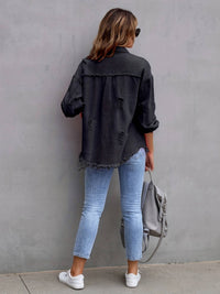 Distressed Denim Shacket