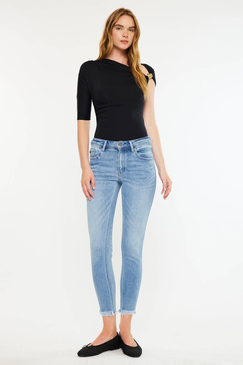 MID RISE RAW HEM ANKLE SKINNY