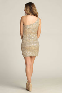 One-Shoulder Sequin Bodycon Mini Dress