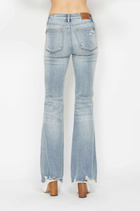Judy Blue Mid-Rise Tummy Control Destroyed Flare Jeans