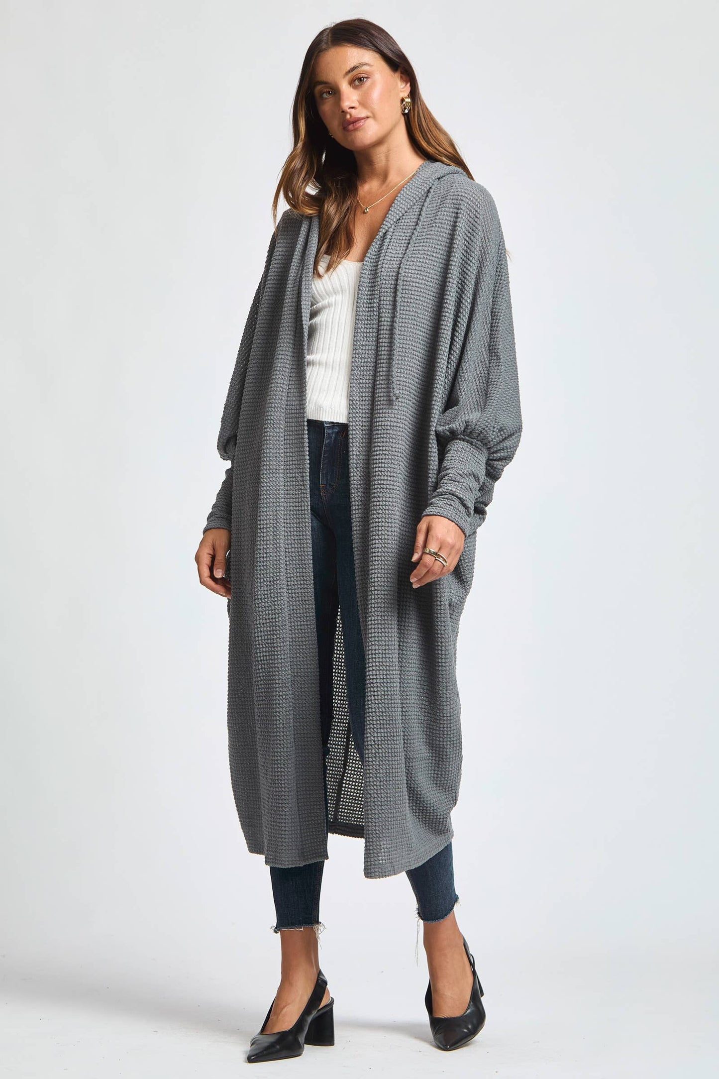 Cozy Vibe Crochet Maxi Duster – Oversized Hooded Layer