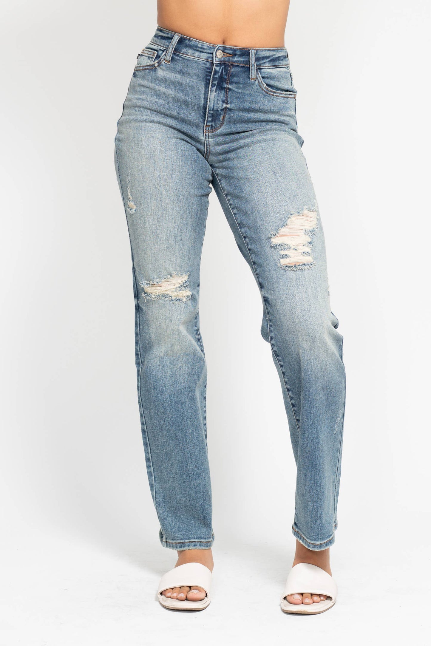 High Waisted Dad Straight Jean - Judy Blue