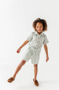 Mint Bay Stripes | BOYS LINEN SET - COMING SOON!