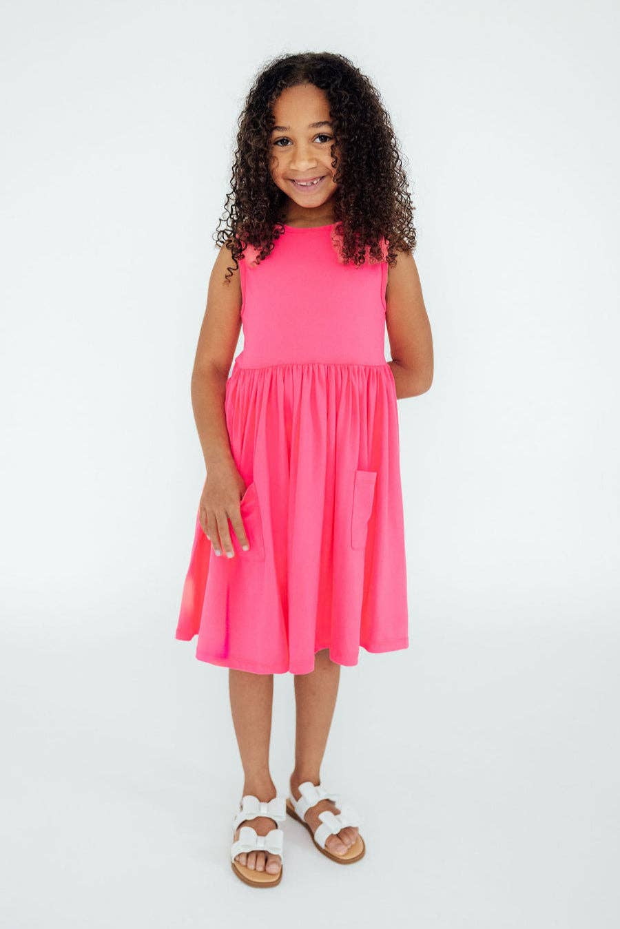 Neon Pink Tank Pocket Twirl Dress - COMING SOON!