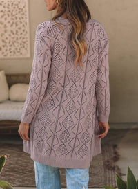 Button-Front Knit Cardigan with Openwork Detail