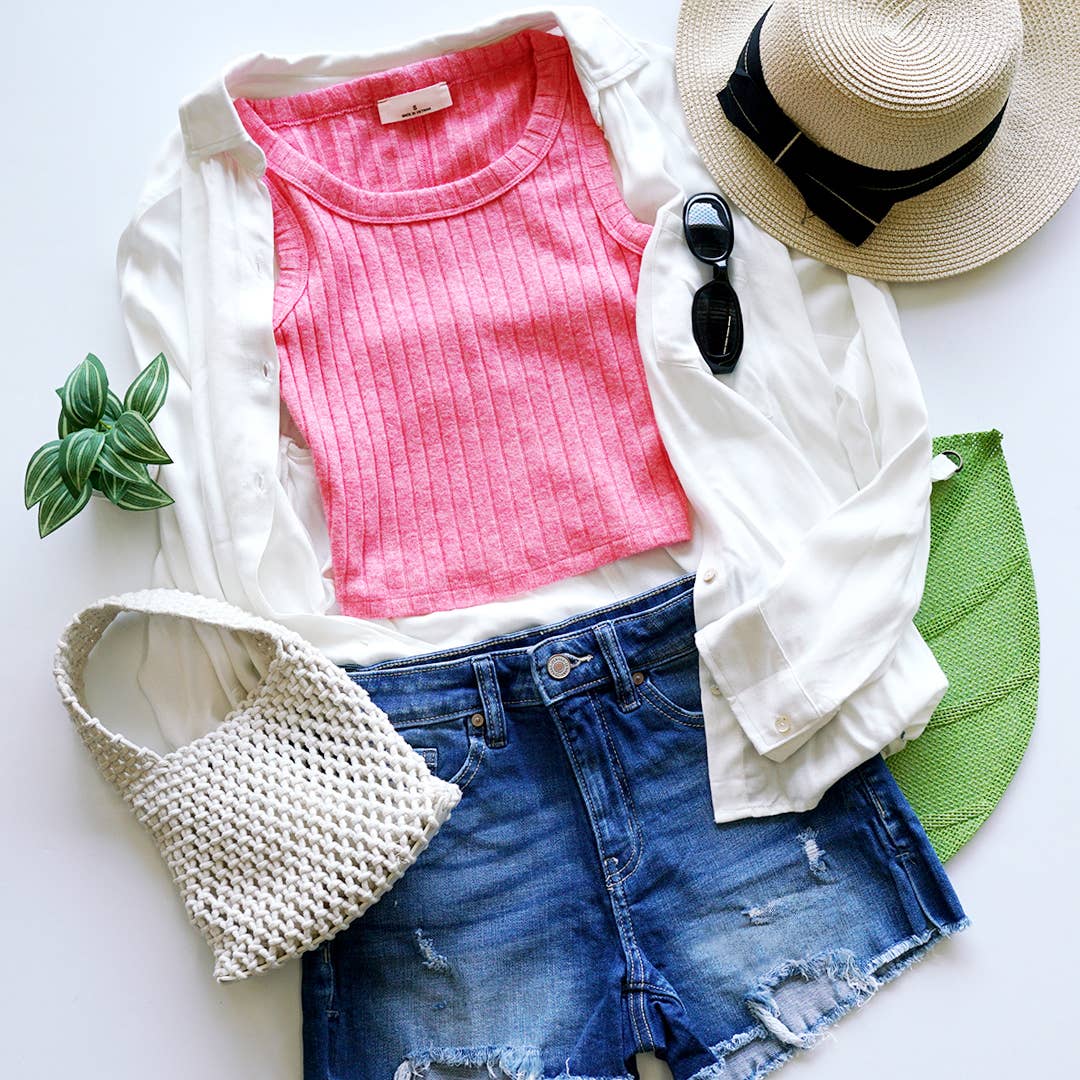 Ribbed Sleeveless Crop Tank Top