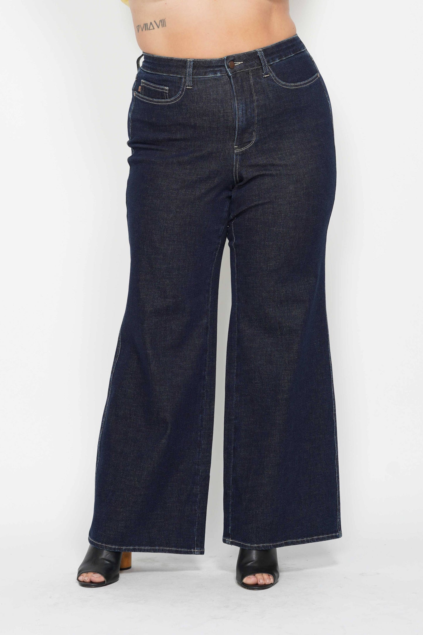 Judy Blue Plus Size High Waisted Tummy Control Retro Wide Leg Jeans