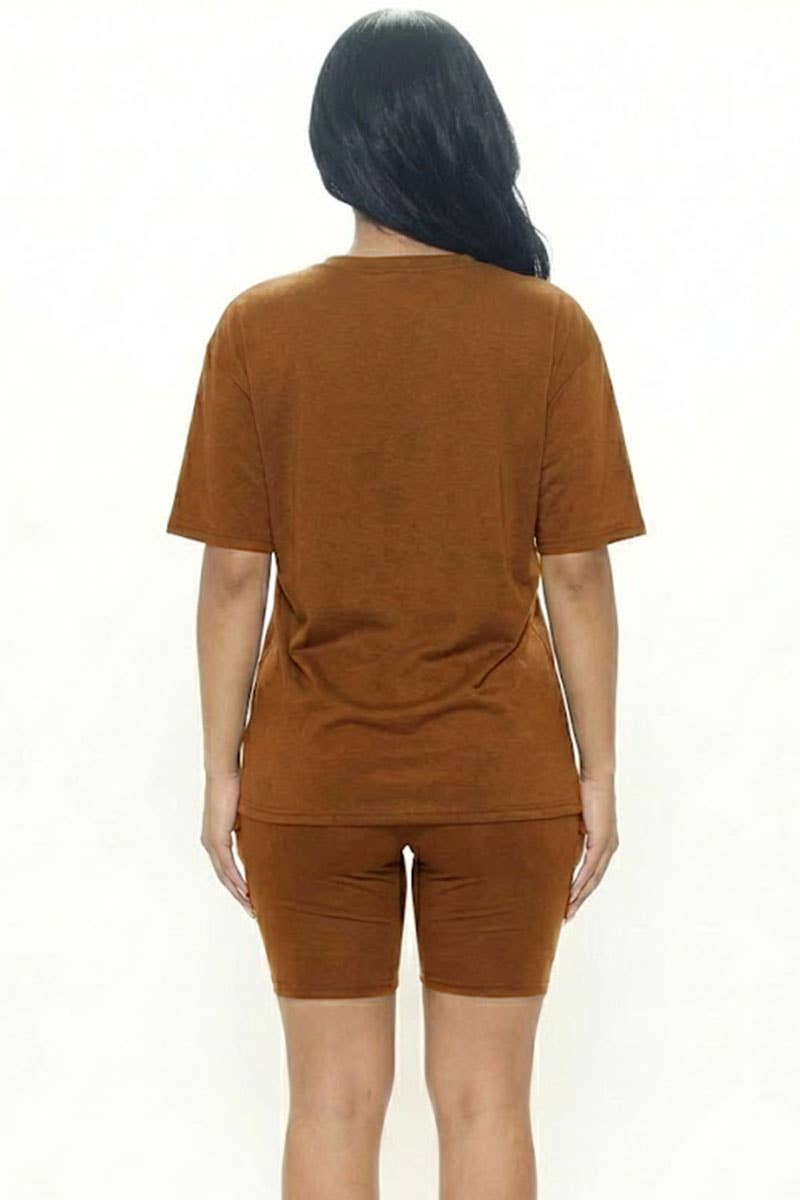 Oversized Top & High Waisted Biker Shorts Set