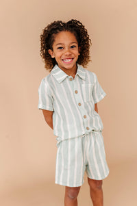 Mint Bay Stripes | BOYS LINEN SET - COMING SOON!