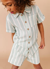 Mint Bay Stripes | BOYS LINEN SET - COMING SOON!
