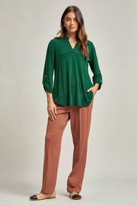 Signature Lizzy Top – Wrinkle-Free Travel Blouse with Mandarin Collar