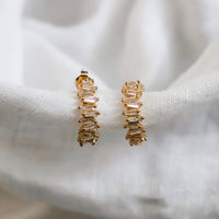 Tapered Baguette CZ Hoop Earrings – Gold or Silver Sparkling Hoops