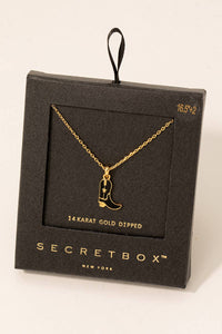 Gold Dipped Cowboy Boot Charm Necklace – Secret Box Collection