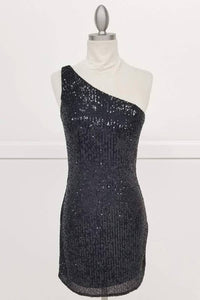 One-Shoulder Sequin Bodycon Mini Dress