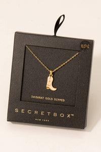 Gold Dipped Cowboy Boot Charm Necklace – Secret Box Collection