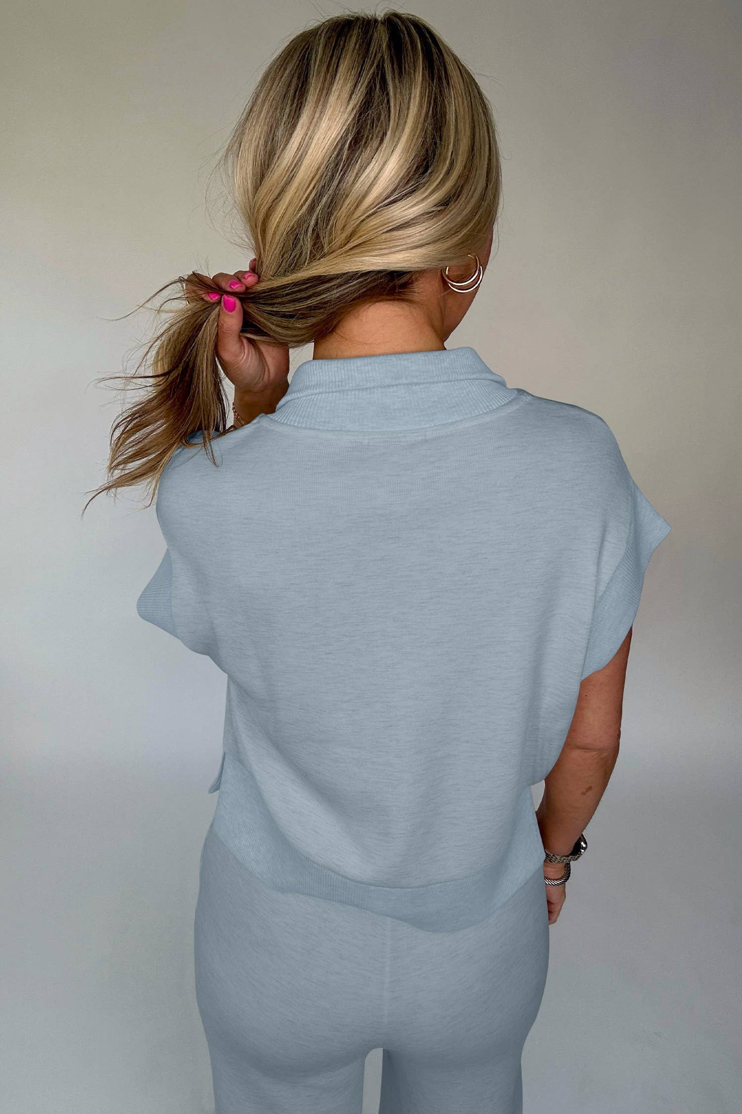 Half Zip Polo Tee and Casual Pant Lounge Set