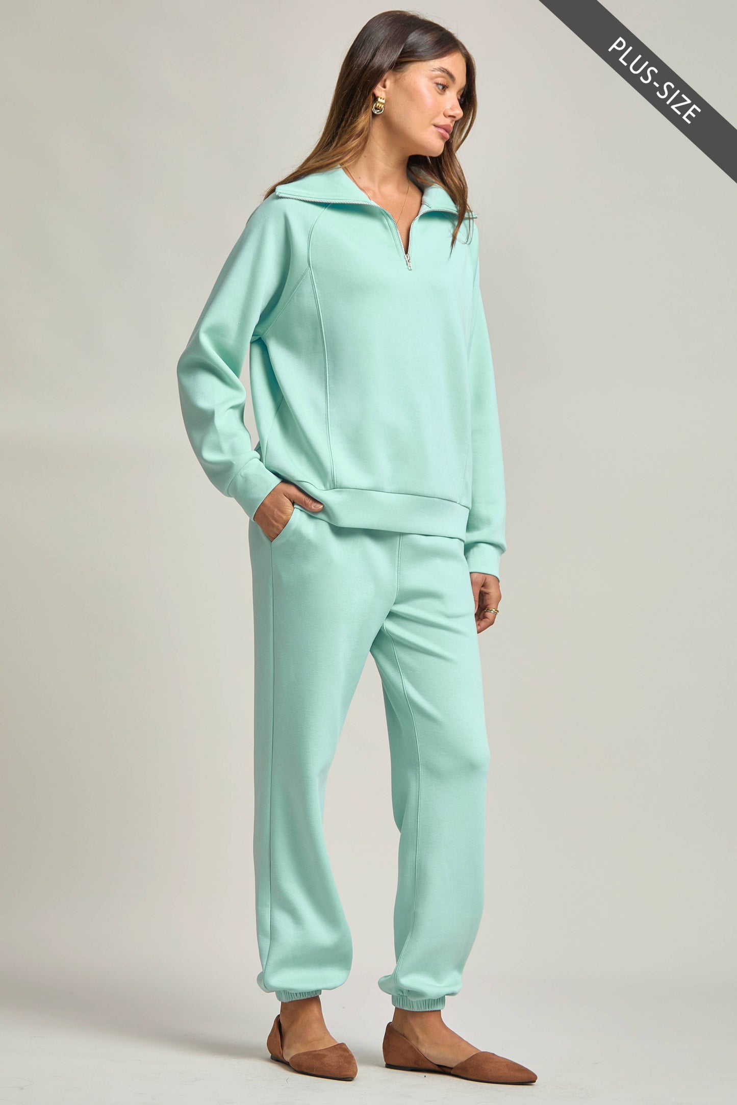 Quarter Zip Pullover + Jogger Modal Travel Set - Plus Size