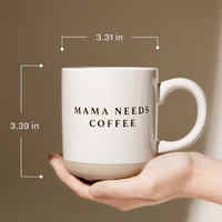 Green Tree Stoneware Mug – Rustic Cream Holiday Coffee Mug 14oz