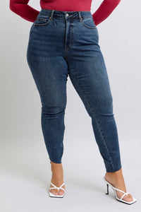 Judy Blue Plus Size High Waisted Tummy Control Step Hem Skinny Jeans