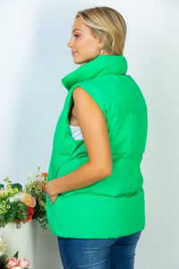 Sleeveless Solid Woven Puffer Vest