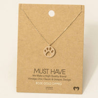 Paw Print Pendant Necklace - Brass