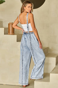 Chic Solid Color Cotton Blend Overalls – Dark Grey & Beau Blue