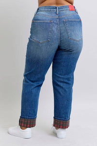 MR Plaid Print Cuff Boyfriend Jeans by Judy Blue – Plus Size