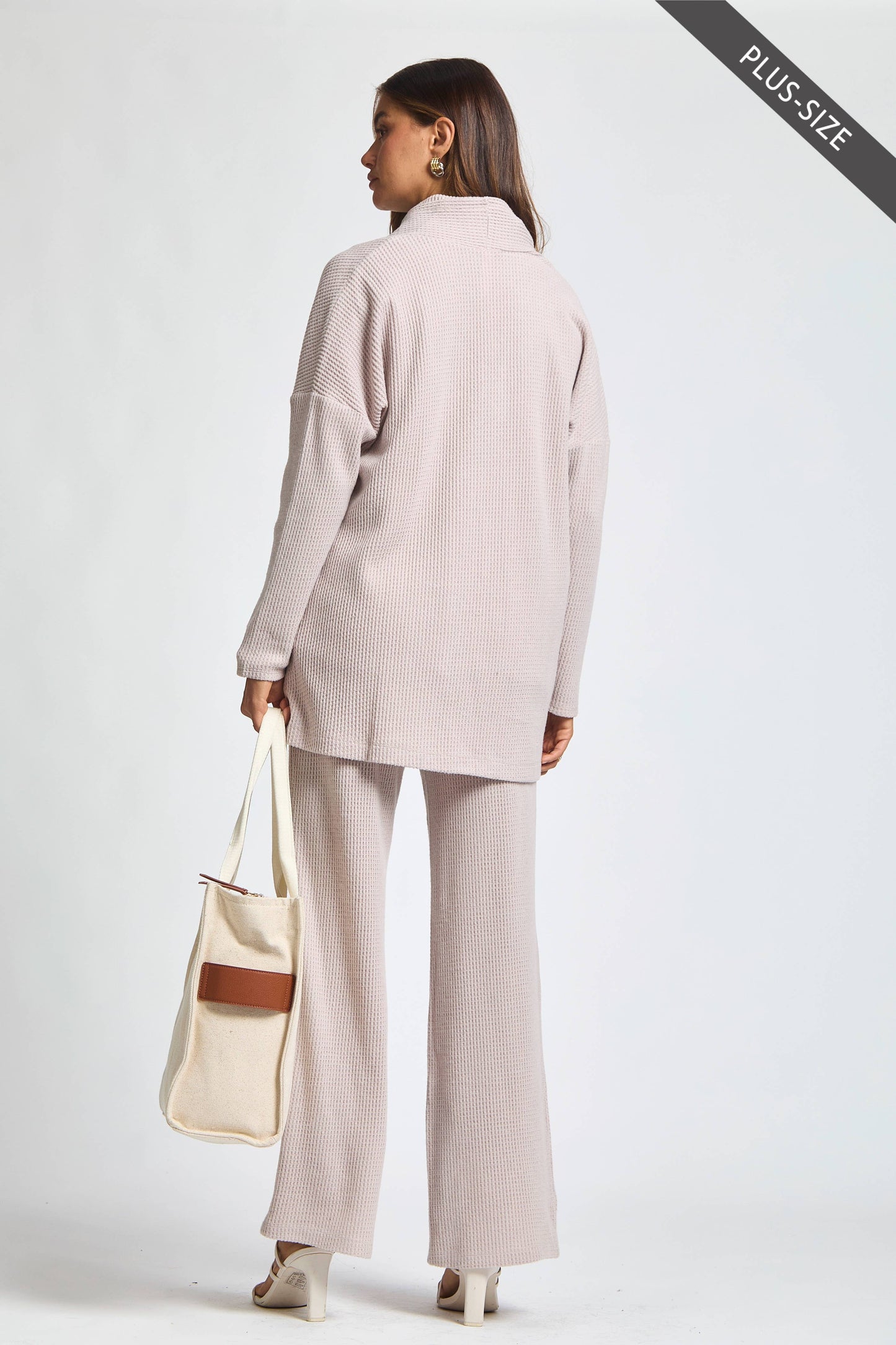 PLUS SIZE 3 Piece Set Cowl Neck Tank Top + Cardigan + Pants