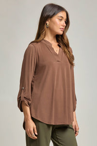 Signature Lizzy Top – Wrinkle-Free Travel Blouse with Mandarin Collar