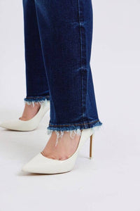 Judy Blue Plus Size Mid Rise Straight Leg Jeans with Fray Hem