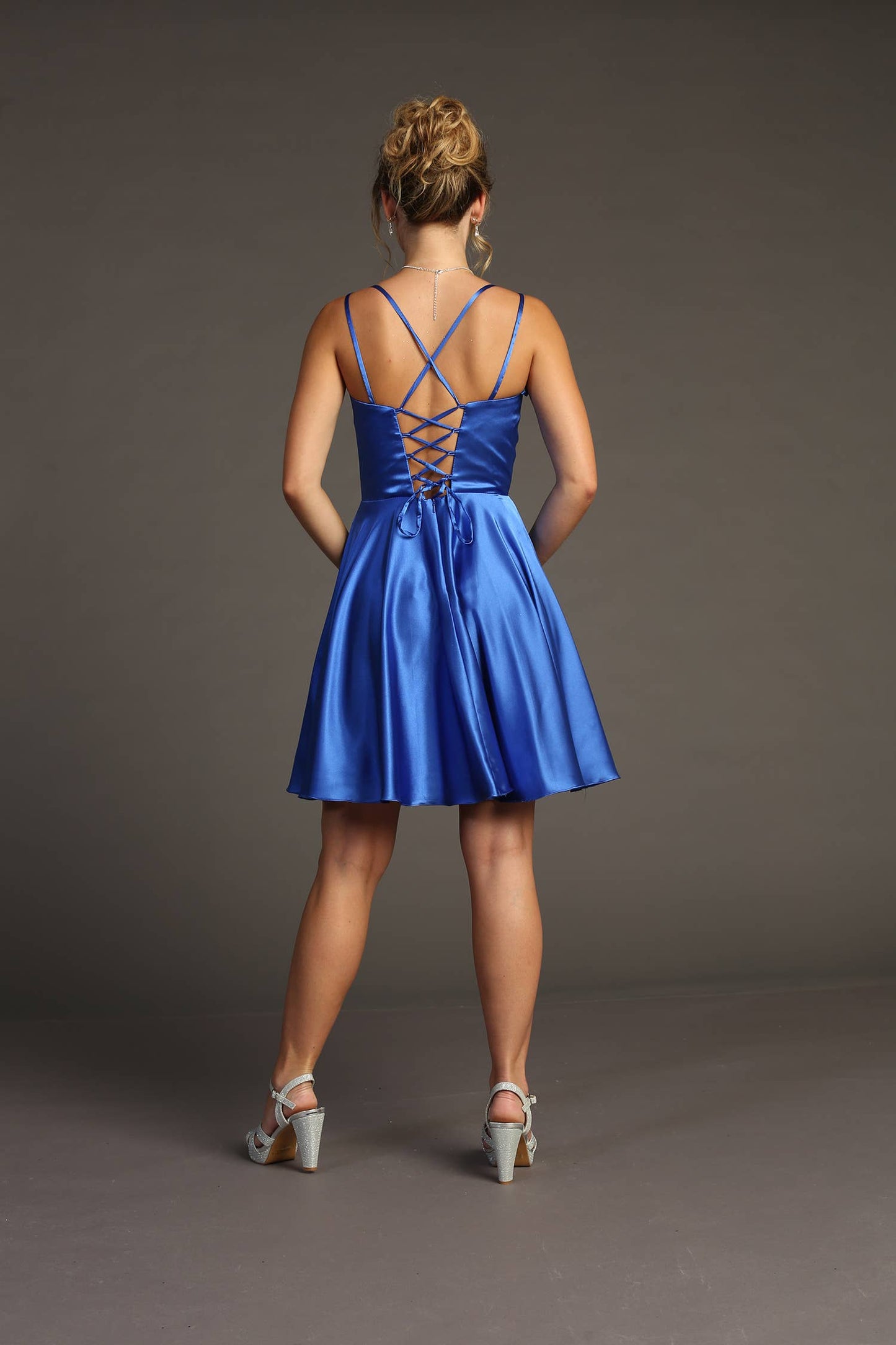 Royal Blue Satin Fit & Flare Dress