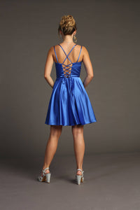 Royal Blue Satin Fit & Flare Dress