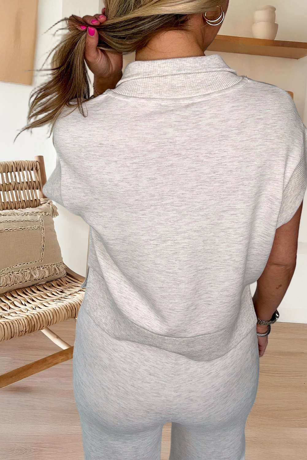 Half Zip Polo Tee and Casual Pant Lounge Set