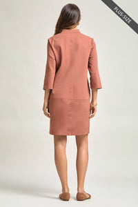 PLUS SIZE Magic Ponte A-Line Dress with Mandarin Collar – Work-Appropriate & Everyday Chic