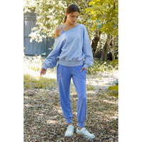 FRENCH TERRY FLEECE OFF SHOULDER TOP