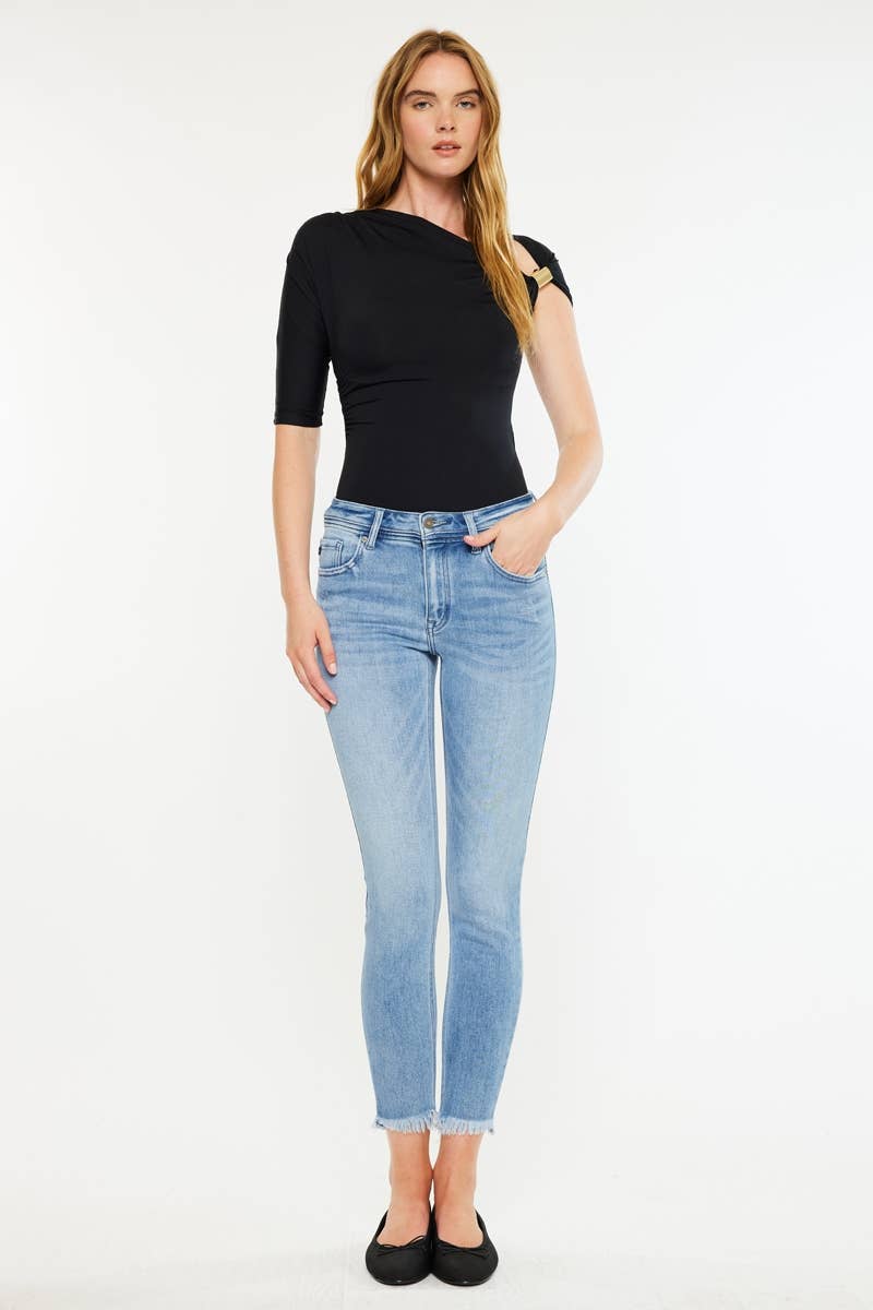 MID RISE RAW HEM ANKLE SKINNY