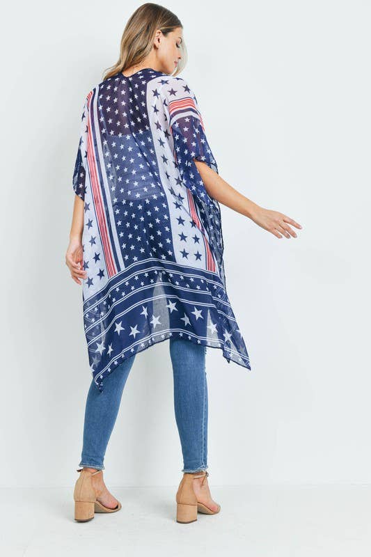MULTI STAR AMERICAN FLAG KIMONO