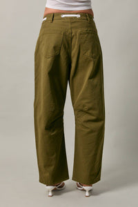 HIGH-RISE EYELET DETAIL BARREL PANTS