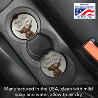 "Messy Hair Cow" Absorbent Stone Car Coaster 1pk