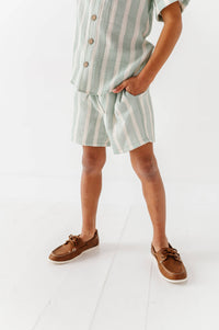 Mint Bay Stripes | BOYS LINEN SET - COMING SOON!