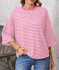 Striped Back Tie Bow Knit Top