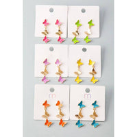 Triple Butterfly Drop Link Earrings