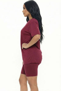 Oversized Top & High Waisted Biker Shorts Set