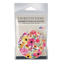 "Floral Frenzy" Absorbent Stone Car Coaster 1pk
