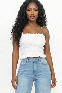 Tiered Shirred Body Crop Top