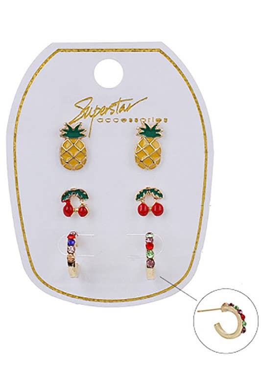 3-Pair Multi Earring Set