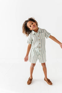 Mint Bay Stripes | BOYS LINEN SET - COMING SOON!