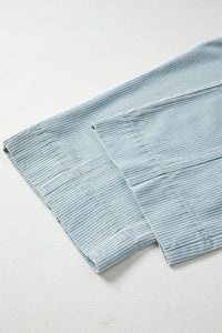 Stripe Mid Rise Drawstring Waist Denim Jeans