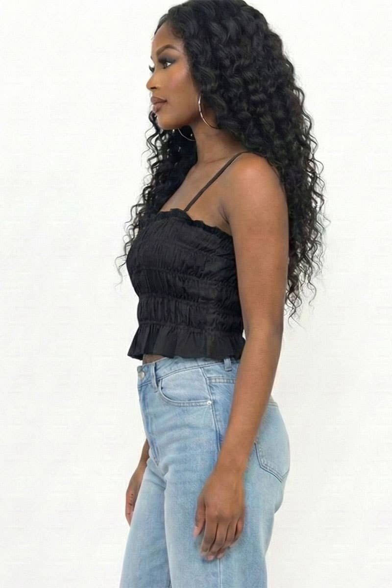 Tiered Shirred Body Crop Top